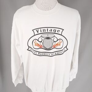 Vintage Street Rodders Of America NSRA White Sweatshirt Men's Size XL Hot Rod